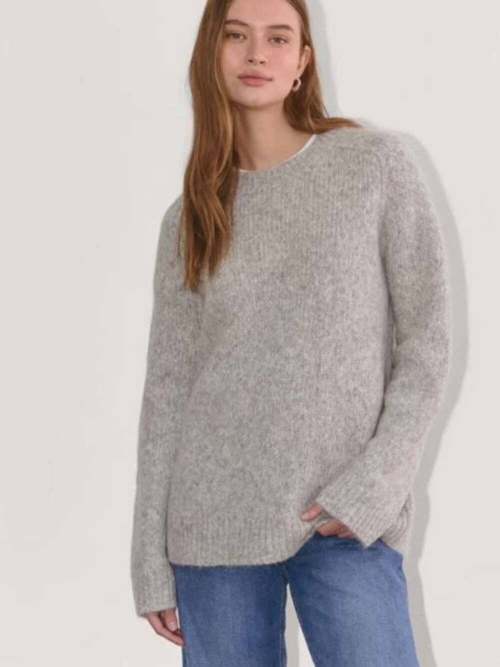 Everlane The Relaxed Crewneck Sweater in Cloud Heather Gray Size XS NWT